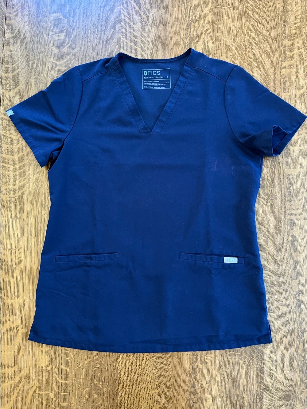 Navy Blue Figs Short Sleeve Scrub Top
